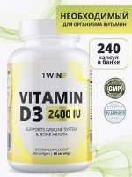 1WIN. Витамин Д3 2400 МЕ, натуральная форма холекальциферол. ВЫГОДНАЯ УПАКОВКА 240 капсул