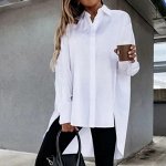 Рубашка Oversize ,ткань Лайт с асимметричным краем по спине ,как на фото