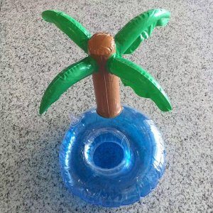Надувной держатель для напитков, "пальма", цвет синий/коричневый