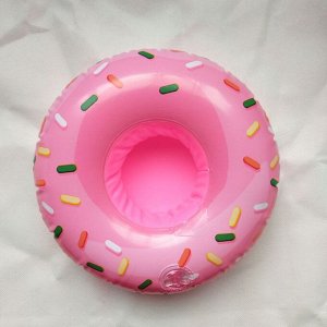 Надувной держатель для напитков, "пончик", цвет розовый