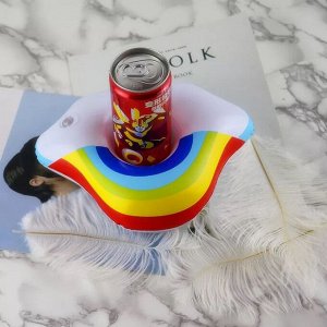 Надувной держатель для напитков, "радуга", цвет белый/разноцветный