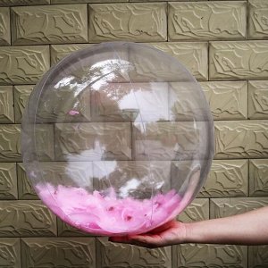 Надувной мяч с перьями, цвет прозрачный/розовый, 24 дюйма