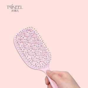 Расческа для волос массажная продувная TRIKEEL Hair Comb (розовая)