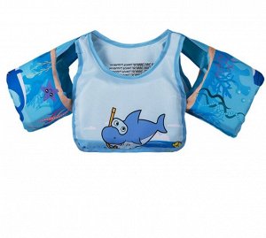 Жилет для плавания детский, принт "акула", цвет синий