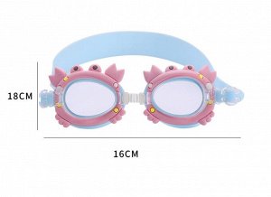 Детские очки для плавания, принт "краб", цвет розовый/голубой