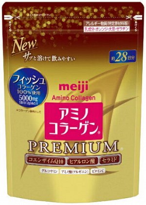 Рыбный морской Амино-Коллаген Premium Meiji мягкая упаковка (порошок) на 28 дней (196 г)