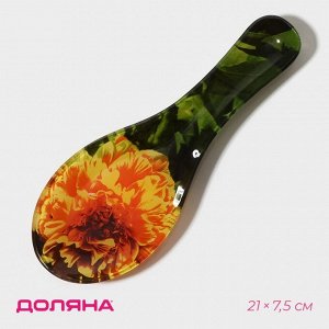 Подставка под ложку Доляна «Хризантема», 21x7,5x1,4 см, стекло