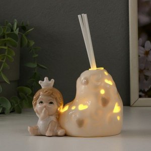 Сувенир керамика свет подставка "Малыш-ангелок в короне" 6,5х11х8 см