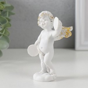 Сувенир полистоун "Белоснежный ангел с музыкальными тарелками" 10,2х7х5 см