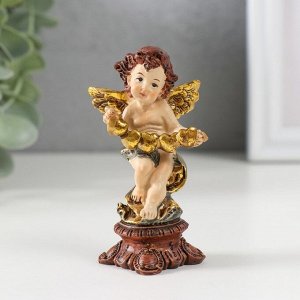 Фигурка полистоун «Ангел на колонне с сердцами/цветами», 8.5x4x3.3 см, МИКС