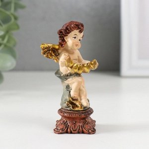 Фигурка полистоун «Ангел на колонне с сердцами/цветами», 8.5x4x3.3 см, МИКС