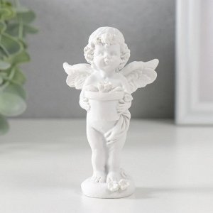 Фигурка полистоун «Белоснежный ангел с цветком в горшке», 9.7x6x6.5 см