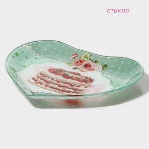 Блюдо стеклянное сервировочное Доляна «Сердце. Сладости», 25,5*21,8*2,6 см