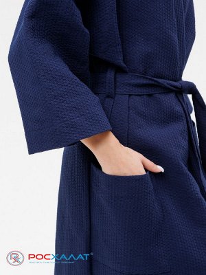 Вафельный халат Кимоно унисекс "Ромбы" темно-синий В-12 (28)
