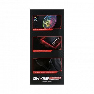 Наушники Xtrike Me GH-416, игровые, полноразмерные, подсветка, mic, USB, 2 м,чёрный