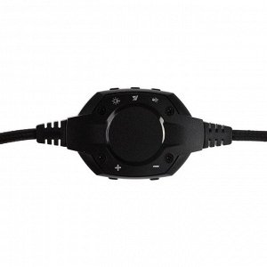 Наушники Qumo Olympus, игровые, микрофон, USB, 2.2м, подсветка, чёрные