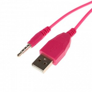 Наушники Qumo Game Cat White, игровые, микрофон, USB+3.5 мм, 2м, бело/розовые