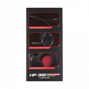 Наушники Xtrike Me HP-312, игровые, полноразмерные, микрофон, 2х3.5 мм, 1.8 м, чёрные
