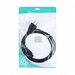 Кабель питания Luazon KDGN-006, Schuko - C5, 10 А, 1 м, 3-х жильный, чёрный