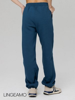 Женские брюки оверсайз из футера с начесом темно-бирюзовые КБ-25 (23)