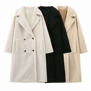 Пальто женское средней длинны, демисезонное, бежевое