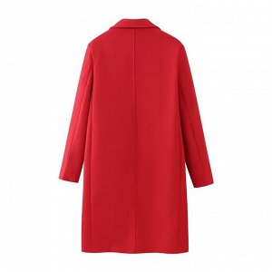 Пальто женское средней длинны, демисезонное, красное