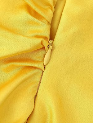 Платье женское миди А-силуэта с открытыми плечами, желтое