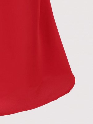 Платье женское миди А-силуэта с одним отрытым плечом, на тонких бретельках, красное