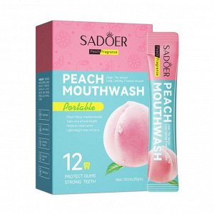Ополаскиватель для полости рта SADOER Peach Mouthwash ПЕРСИК. Саше 10МЛ×20шт, Ополаскиватель с освежающим и приятным ароматом персика превосходно очищает зубы и полость рта.