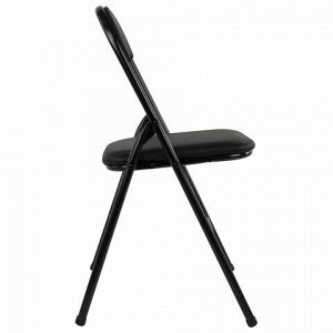 Стул складной BRABIX "Golf CF-007", черный каркас, кожзам черный, 531565