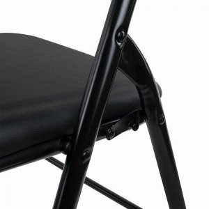 Стул складной BRABIX "Golf CF-007", черный каркас, кожзам черный, 531565