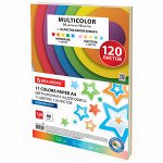 Бумага цветная 11 цветов BRAUBERG &quot;MULTICOLOR&quot;, А4, 80 г/м2, 120 л. (10 цветов x 10 листов + 20 белых листов), 116012
