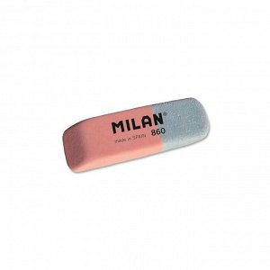 Ластик Milan 860, скошенный, комбинир., синтетический каучук,47 х 14 х 7мм, стирание чернил, графита