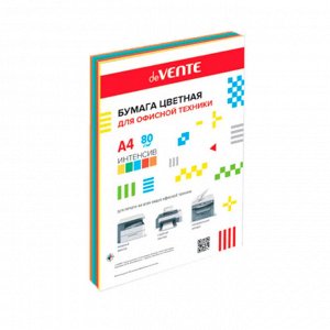 Бумага цветная deVENTE, ассорти, 5 цв., интенсив (син, желт, оранж, крас, зелен) 80 г/м?, 100 л.