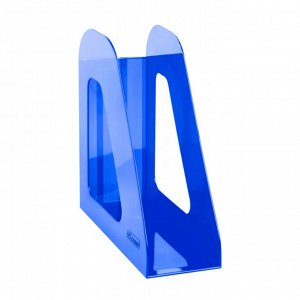 Подставка (лоток) для бумаг, вертикаль. 1 отдел, 90 мм, тонир.синий "Фаворит", СТАММ