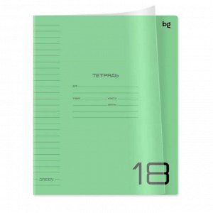 Тетрадь 18 л., линия, пластиковая прозрачная обложка, BG "UniTone. Green"
