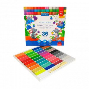 Пластилин 36 цв., со стеком, 720 г, Globus