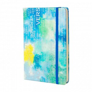 Записная книжка А5, 95 л., твердый переплет, на резинке, клетка, синий, Alingar,"Трендовые надписи"