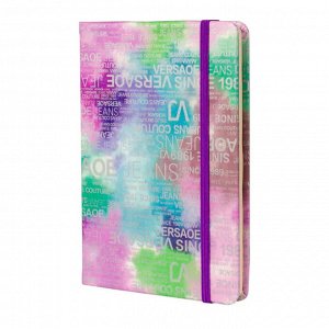 Записная книжка А5, 95 л., твердый переплет, на резинке, клетка, сиреневый, Alingar,"Трендовые надписи"