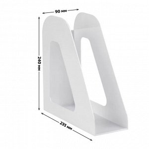 Подставка (лоток) для бумаг, вертикаль. 1 отдел, 90 мм, белая, "Фаворит", СТАММ