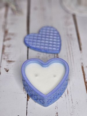 Свеча Сердце в шкатулке из 100% кокосового воска  голубой