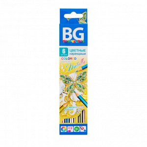 Карандаши цветные 06 цв., корпус дерево, круглые., BG "Metallic"