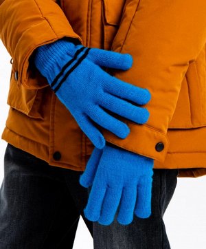 Перчатки вязаные синие Button Blue