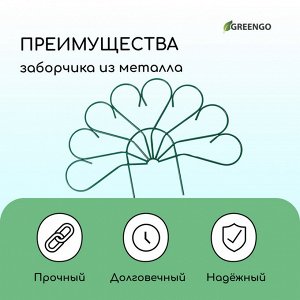 Ограждение декоративное, 62x450 см, 5 секций, металл, зелёное, «Павлин-2», Greengo