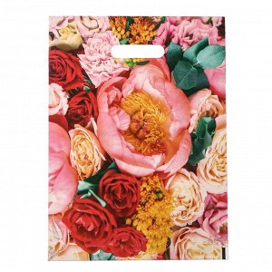 Пакет полиэтиленовый с вырубной ручкой «Много роз» 30 х 40 см, 50 мкм