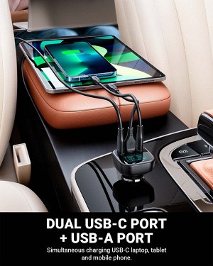 PREMIUM Автомобильное зарядное устройство ACEFAST B5 101W = 65W USB-C2 + 36W USB-A1 + 36W USB-C1 с LED дисплеем