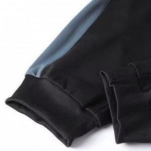 Мужской спортивный костюм-тройка (толстовка с капюшоном + свитшот + джоггеры) свободного кроя, черный/синий