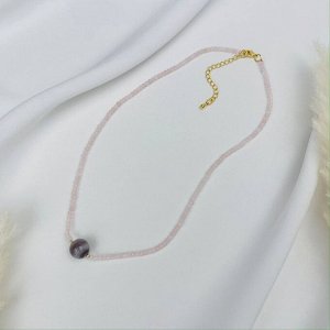 Чокер из Розового кварца и Бразильского Агата