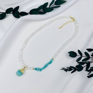 Колье из Селенита и Амазонита