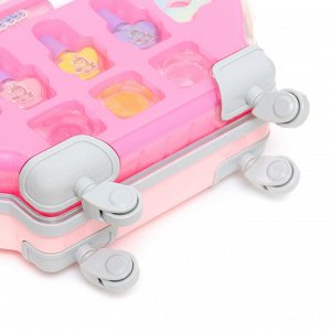 Набор косметики для девочки "Чемодан на колёсах", розовый, с накладными ногтями